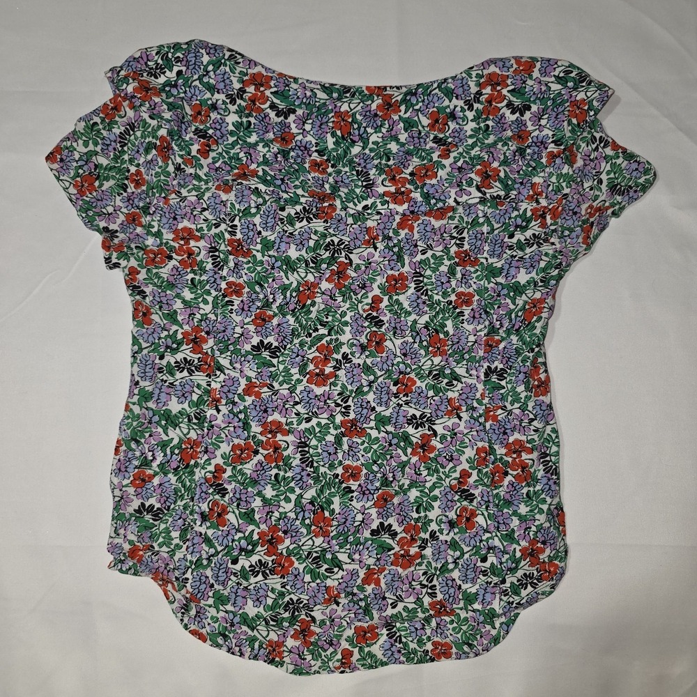Anthropologie Maeve Austen Floral Collared V-Neck Blouse  Size 00P Cottagecore - Picture 10 of 10